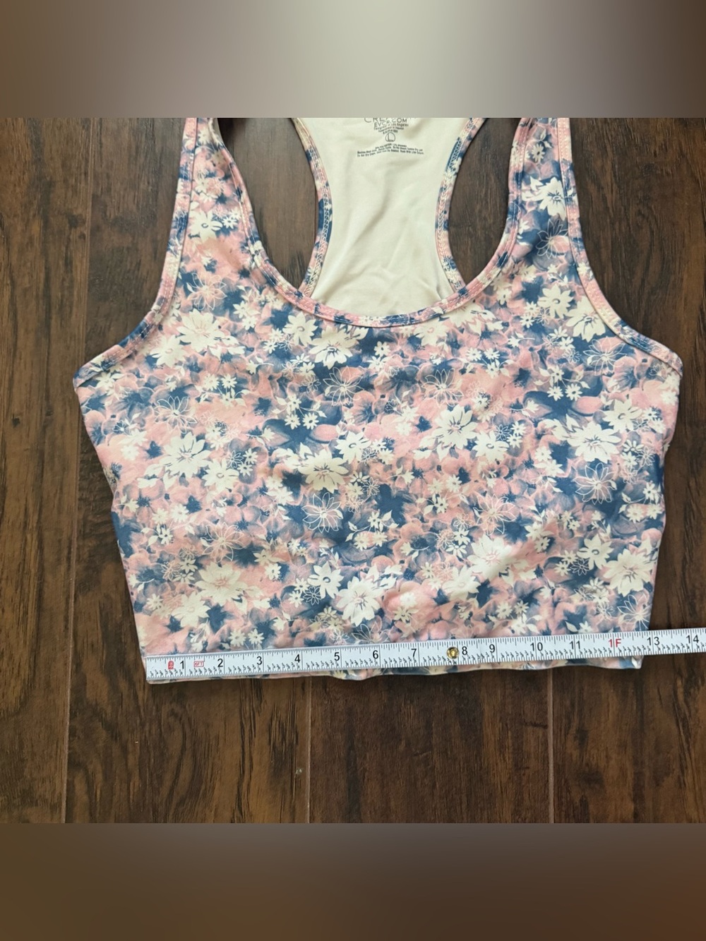 Evolution & Creation Large Pink and Blue Floral Racerback Sports Bra Top - Picture 5 of 7